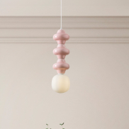 Nova Luce Clio - hanglamp - Ø 18 x 240 cm - roze en opaalglas