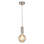 Searchlight - hanglamp - Ø 10 x 300 cm - satijn zilver en zwart