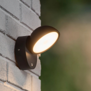 Lucide Finn - buiten wandlamp met sensor - 13,5 x 11 x 13,2 cm - 12W LED incl. - IP54 - zwart