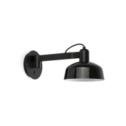 Faro Tatawin - wandlamp - Ø 18,4 x 38 x 15 cm - satijnzwart en glanszwart