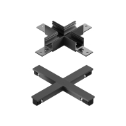 Lucide Linial - magnetisch railsysteem - X-koppelstuk & elektrische connector - 16 x 16 x 1,7 cm - zwart mat chroom