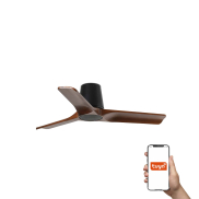 Faro Heywood Tub S Tuya Smart - plafondventilator - Ø 90 cm - mat zwart en donker walnoot