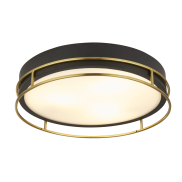 Searchlight Phoenix - plafondlamp - Ø 40 x 10 cm - IP44 - zwart en messing