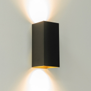 Artdelight Dante - wandverlichting - 6,7 x 6,7 x 15,4 cm - mat zwart/goud