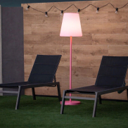 New Garden Lola slim 180 - oplaadbare vloerlamp met zonnepaneel - RGB+W - Ø 44 x 177 cm - 6,5W dimbare LED incl. - IP65 - roségoud