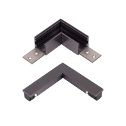 Lucide Linial - magnetisch railsysteem - horizontaal hoekprofiel & elektrische connector - 9 x 9 x 1,8 cm - zwart mat chroom