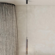 Nova Luce Bento - hanglamp - Ø 8 x 180 cm - 12W LED incl. - mat zwart en licht rokerig grijs
