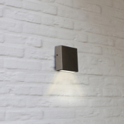 Lutec Gemini XF - wandverlichting - 11 x 3,8 x 11 - 9,5W LED incl. - IP54 - roestvrij staal - wit
