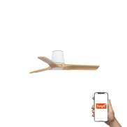 Faro Heywood Tub S Tuya Smart - plafondventilator - Ø 90 cm - mat wit en pino