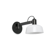 Faro Tatawin - wandlamp - Ø 18,4 x 38 x 15 cm - satijnzwart en glanswit