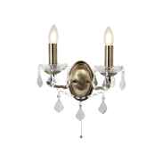 Searchlight Paris - wandverlichting met trekschakelaar - 32 x 27 cm - antiek messing