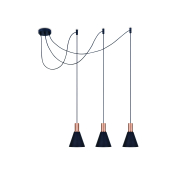ONE Light E27 Round - hanglamp - Ø 15,3 x 22,8 cm - zwart en koper