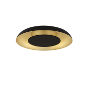 Nova Luce Epos - plafondlamp - Ø 40 x 6 cm - 24W dimbare LED incl. - zandzwart en geborsteld goud