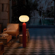 New Garden Rachel 145 - oplaadbare vloerlamp op zonne-energie en op batterijen met afstandsbediening - Ø 36 x 143 cm - 5W LED incl. - IP65 - bordeauxrood - 3000K