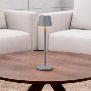Nova Luce Seina - oplaadbare tafellamp - Ø 11,4 x 39,5 cm - 2W dimbare LED incl. - IP54 - basaltgrijs