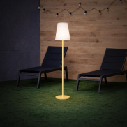 New Garden Lola slim 120 - oplaadbare vloerlamp met zonnepaneel - RGB+W - Ø 26 x 119 cm - 4,6W dimbare LED incl. - IP65 - messing