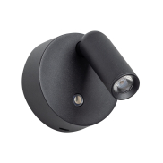 ETH Wispo - wandlamp - oplaadbaar via USB-kabel - Ø 9,5 x 3 cm - 3W dimbare LED incl. - zwart