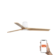 Faro Heywood Tub L Tuya Smart - plafondventilator - Ø 132 cm - mat wit en pino