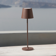 Nova Luce Seina - oplaadbare tafellamp - Ø 11,4 x 39,5 cm - 2W dimbare LED incl. - IP54 - corten
