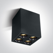 ONE Light Dark Light Ceiling Lights - opbouwspot 4L - 6,6 x 6,6 x 8,3 cm - 10W LED incl. - zwart