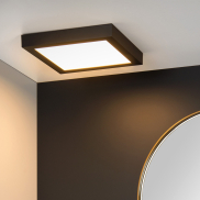Lucide Brice-Led - plafondverlichting - 30 x 30 x 3,9 cm - 30W dimbare LED incl. - IP44 - zwart