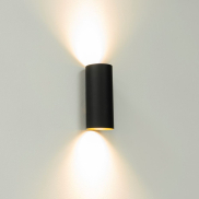 Artdelight Roulo2 - wandverlichting -  Ø 6,5 x 15,4 cm - mat zwart/goud