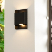 Nova Luce Polly - buiten wandverlichting - 13 x 18 x 5,5 cm - 10W LED incl. - IP54 - zandzwart