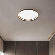 Nova Luce Ormi - plafondlamp - Ø 60 x 7 cm - 48W dimbare LED incl. - geborsteld koffiebruin