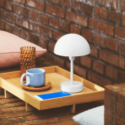 Nordlux Ellen To-Go - draadloze buiten tafellamp met laadstation - Ø 16 x 25 cm - 3 stappen dimbaar - 2,8W LED incl. - IP44 - wit