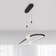 Nova Luce Celia - hanglamp met afstandsbediening - 100 x 28 x 120 cm - 44,2W dimbare LED incl. - zwart en opaal