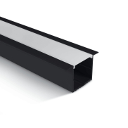 ONE Light inbouw profiel met diffusor - 5,7 x 3,6 cm - 200 cm  lengte - zwart en opaal