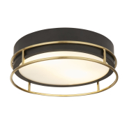 Searchlight Phoenix - plafondlamp - Ø 30 x 10 cm - IP44 - zwart en messing