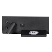 ETH Nighty Left - wandlamp met  dubbele schakelaar en USB en draadloos opladen - 30 x 3 x 12 cm - 7W LED incl. - zwart