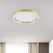Nova Luce Istos - plafondlamp - Ø 50 x 5 cm - 38W dimbare LED incl. - geborsteld goud