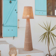 New Garden Lola 165 Nature - buiten vloerlamp met oplaadbare lichtbron met afstandsbediening - Ø 45 x 165 cm - 9W LED incl. - IP54 - rotan