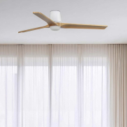 Faro Heywood Tub L - plafondventilator met licht - Ø 132 - mat wit en pino