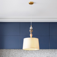 Nova Luce Damo - hanglamp - Ø 34 x 150 cm - antiek messing, zacht oranje en bruin