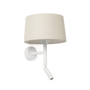 Faro Windsor - wandlamp met leeslamp - Ø 29 x 49,9 x 26,5 cm - mat wit en linnen