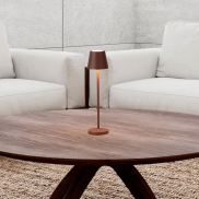 Nova Luce Petit - oplaadbare tafellamp - Ø 7 x 28 cm - 2W dimbare LED incl. - IP54 - corten