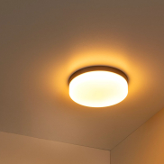 Lucide Biskit - plafondlamp met bewegingssensor - Ø 23 x 6,5 cm - 12W LED incl. - IP44 - zwart