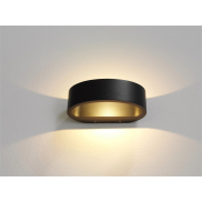 Artdelight Sharp - wandlamp - 19 x 10 x 7 cm - 7,2W dimbare LED incl. - IP65 - zwart en mat goud