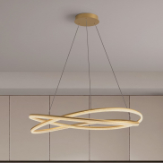 Nova Luce Ofelia - hanglamp met afstandsbediening - Ø 95 x 150 cm - 68W dimbare LED incl. - messing goud