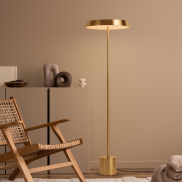 Nova Luce Vetro - vloerlamp - Ø 40 x 136 cm - 33W  LED incl. - satijn goud