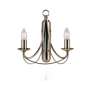 Searchlight Maypole - wandverlichting met trekschakelaar - 31 x 31 cm - antiek messing
