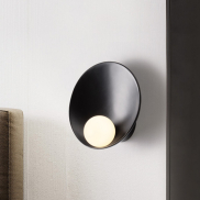 Nova Luce Minim - wandlamp - Ø 23 x 23 cm - zandzwart en opaalglas