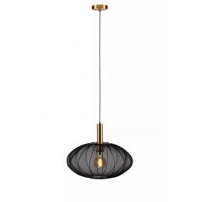 Lucide Corina - hanglamp - Ø 50 x 170 cm - zwart en messing