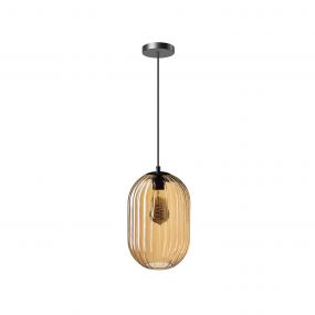 ETH Glamm - hanglamp - Ø 20 x 165 cm - zwart en amber