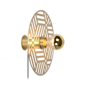 Lucide Olenna - wandverlichting met schakelaar - Ø 25 x 9 cm - mat goud