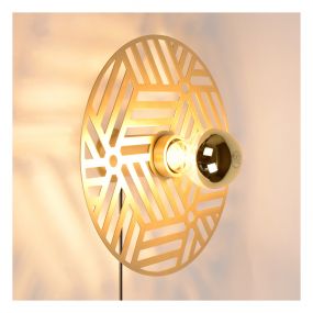 Lucide Olenna - wandverlichting met schakelaar - Ø 25 x 9 cm - mat goud