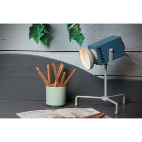Lucide Beamer - tafellamp - 23 x 23 x 26 cm - 3W LED incl. - blauw en grijs